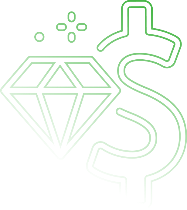 Diamond and dollar sign